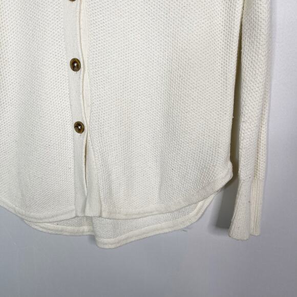 Madewell XSmall XS Cream Backroad Button Back Sweater Cotton Blend Knit Oatmeal - Picture 7 of 13